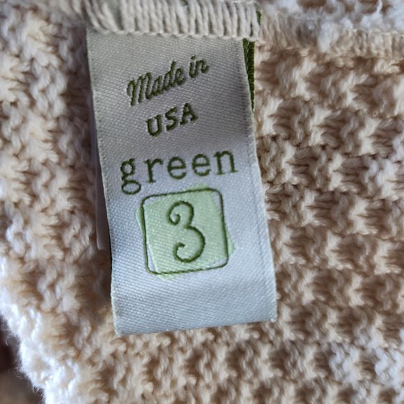 GREEN 3 COTTON SWEATER KNIT PULLOVER CABLE PONCHO OSFA - Picture 5 of 6